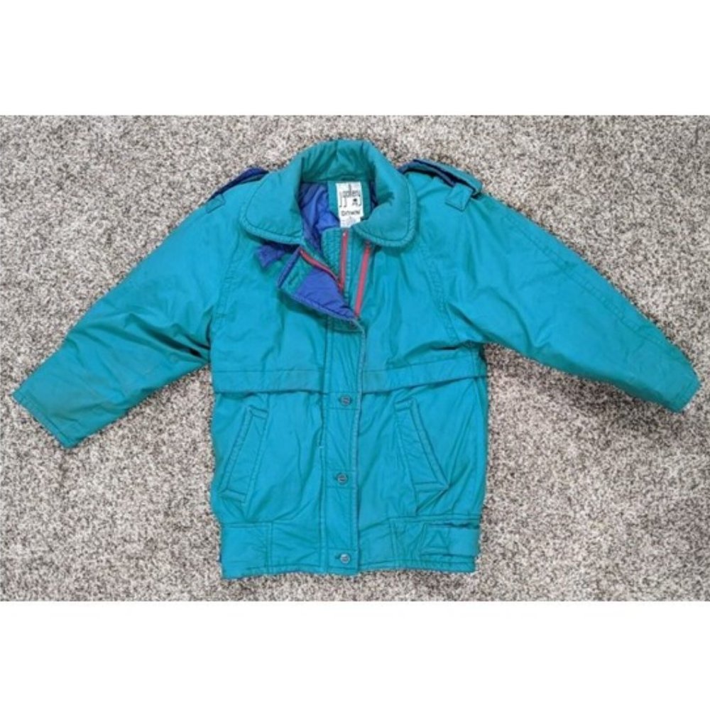 Vintage J Gallery Duck Down Retro Ski Jacket Blue Green Parka Coat Men's Small